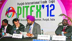 Indian and foreign dignitaries during a seminar on Business Opportunities in Africa at PITEX-2012 in Amritsar on Saturday