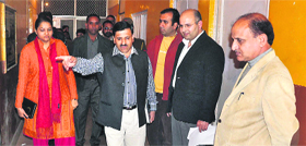 Deputy Chief Minister during his surprise visit to the Jammu Municipal Corporation office on Saturday.