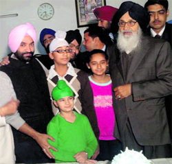 Chief Minister Parkash Singh Badal celebrates his birthday at his friends house in Ludhiana on Saturday.