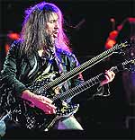 Ron Bumblefoot Thal of Guns N Roses performs during a concert in Bangalore on Friday night