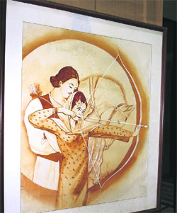 The legendary lovers Mirza-Sahiban are about to shoot at a target