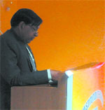 A speaker addresses the gathering at the seminar held in Bathinda on Sunday on the occasion of the World Energy Conservation Day 