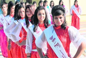 Participants during a beauty contest held at Thunder Zone in Mohali on Sunday