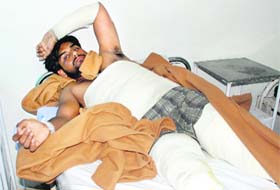 Fireman Surinder at the Sector 6 General Hospital in Panchkula on Sunday