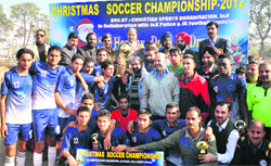 The jubilant team in the Christmas Soccer championship.