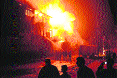 A major fire left several shops and two private offices in Baramulla gutted on Saturday night.
