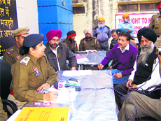 ADCP Nilambari Vijay Jagdale at a camp during the vistors week in Ludhiana on Sunday.