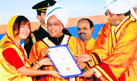 President Pranab Mukherjee at the Dev Sanskrit University convocation in Haridwar on Sunday.