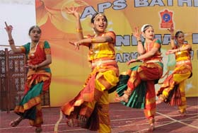Students of the Army Public School present a dance during the annual day function on Tuesday