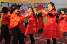 Students of Army Public School present a dance number at the annual day function on Tuesday