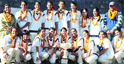 The team of Pinegrove School after winning the All-India IPSC Girls Cricket Tournament Trophy. Photo by writer