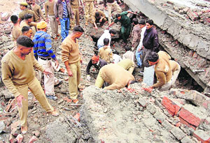 Rescue operation on at the collapse site