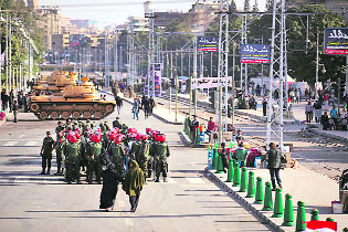 Tanks of the Republican Guard and the military police outside the Presidential Palace in Cairo on Tuesday.