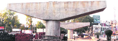 Projects like flyover work at Kitchlew Chowk have come to a halt in Amritsar. 