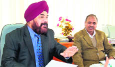 Regional Passport Officer JS Sodhi addresses mediapersons in Amritsar on Wednesday.
