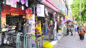 Shopkeepers have encroached upon large parts of markets in  Sector 15. 