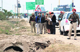 Mohali District Magistrate Varun Roozam during an inspection of the national highway to check violations at Zirakpur on Thursday.