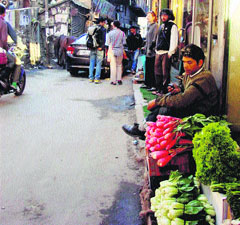 Encroachments on the Baghsunag road in McLeodganj.
