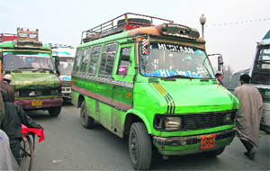 Traffic on a busy road in Srinagar. 