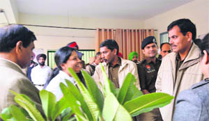 The team from Globus Altus interacts with police officials at Kotwali police station in Ludhiana on Wednesday. 