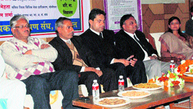 District and Sessions Judge Kuldeep Jain (second from right) and Kavita Jain, MLA (right), participate in World Human Rights Day programme, organised by the the Bhartiya Manav Adhikar Sanrankshan Sangh at Sonepat.