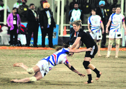 Denmark, England eves slug it out at Guru Gobind Singh stadium. 