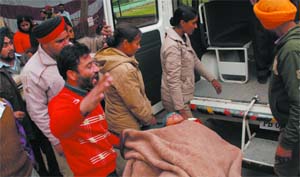 After DC Kamal Kishore Yadav assured the members of the Special Trainer Teachers Union that joining letters will be given to the remaining teachers as well, the union allowed Jasbir Kaur (above) to be taken to the Civil Hospital in Bathinda on Friday. 