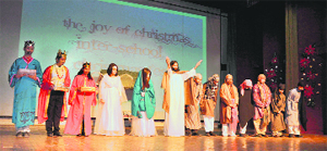A play being enacted by students at the inter-school Christmas celebrations at St Josephs Academy in Dehradun on Friday.