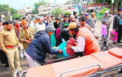 The injured girl being taken to a hospital in Haridwar on Friday.