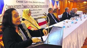 A speaker delivers lecture during a seminar in Jammu on Friday. 
