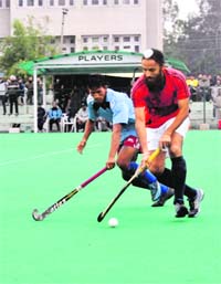 Player in action during the match in Jammu on Friday.