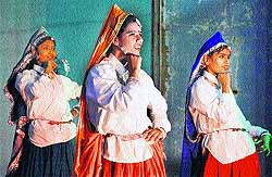 Students of BSF Senior Secondary School perform a cultural programme during the 42nd annual function of the school in Jalandhar on Friday