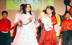 Students of Police DAV Public School perform during a talent hunt; and (below) children of Apeejay School, Model Town, perform during the annual function in Jalandhar on Friday
