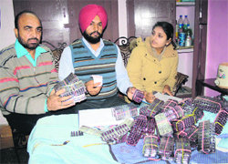 A raiding team of the health department seize drugs in Amritsar on Saturday. A Tribune photo