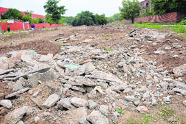 A view of an incomplete green belt in Sector 42. 