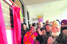 Finance Minister Abdul Rahim Rather inaugurates treasury office in Rajouri on Saturday.