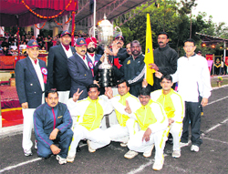 A winning team poses with IG BSF Rajiv Krishna in Jammu. 