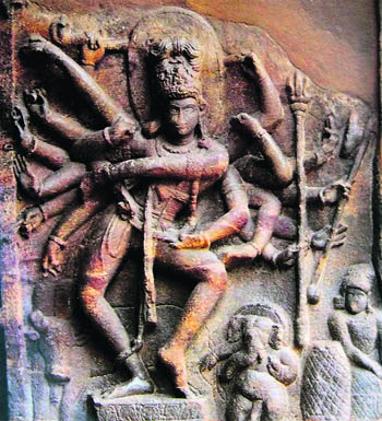 Shiva dancing his cosmic dance. The Badami caves; 6th century