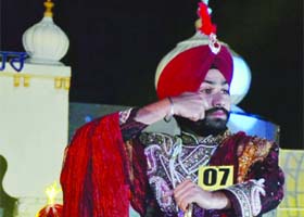 Participants during the grand finale of Mr Singh International in Amritsar on Sunday