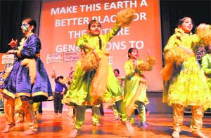 Children perform a dance during the annual day function at Shivalik Public School, Phase VI, in Mohali on Sunday.