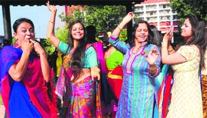 Old students of the Post Graduate Government College for Girls in a jubilant mood during the alumni meet on the college campus in Sector 11, Chandigarh, on Sunday.