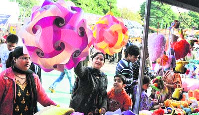 Items on display at a two-day Red Cross fair at the Kala Kendra in Jammu on Sunday. 