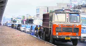 The upcoming bus stand at the Zirakpur main lights has added to traffic chaos.