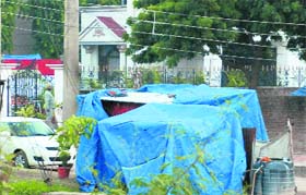 Encroachments outside the house of IGP BK Garg at Sector 7, Panchkula