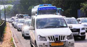 Airport light point: The lack of sync between the three directions of signals at the Airport lights leads to cross-lane driving which leads to traffic chaos