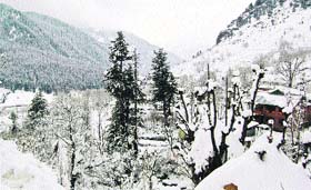 A view of the Betaab valley in Pahalgam, 115 km from Srinagar, on Monday