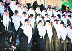 Policewomen take part in a graduation ceremony of the Hamas security forces in Gaza City on Monday. 