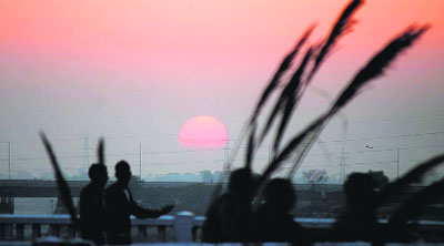 A picturesque view of the sunset in Jammu on Tuesday.