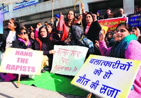 Chief Parliamentary Secretary Dr Navjot Kaur Sidhu here today took out a march in protest against the gang rape of a 23-year-old medical student in a moving bus in New Delhi