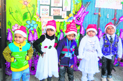 Tiny tots of Kidz Play Home School perform at Christmas and New Year programme in Dehradun on Friday. 